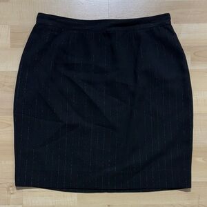 Vintage Elegant Black Pinstripe Pencil Skirt